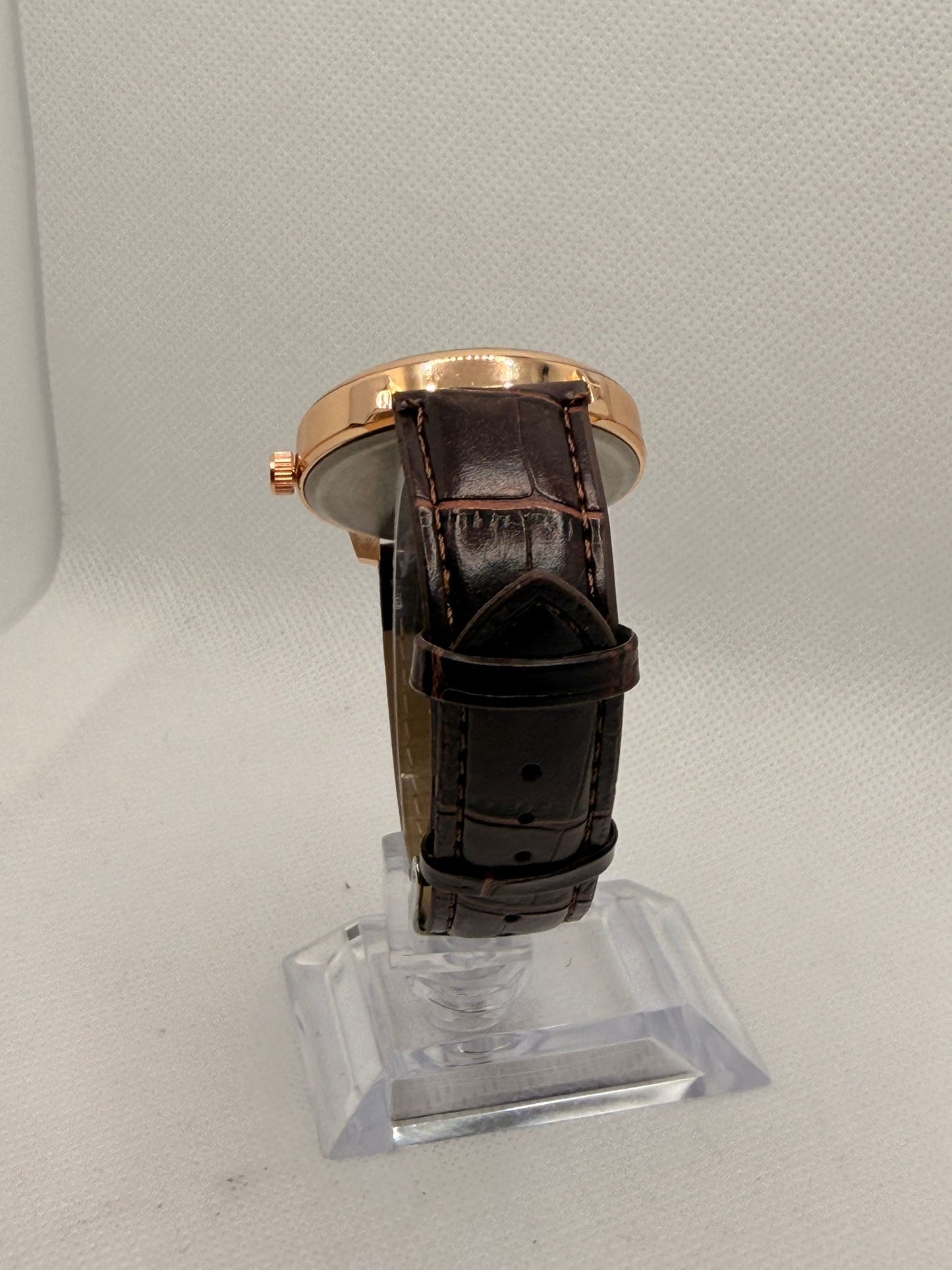 Moonphase Watch | Rose Gold Case | Brown Leather Strap | Luxury Men's Dress Watch
