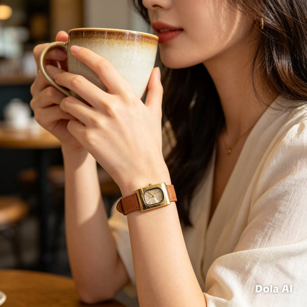 XD WEAR Elegant Gold Leather Watch – Premium Women's Luxury Timepiece