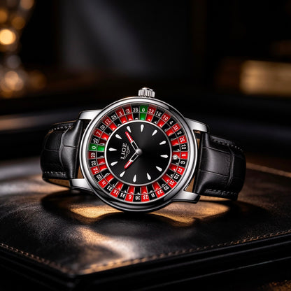 Luxury Roulette Dial Men's Watch – Genuine Leather Strap | Quartz Movement | Premium Rose Gold Finish