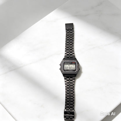 XD WEAR Vintage Gold Digital Watch – Luxury Stainless Steel Unisex Timepiece