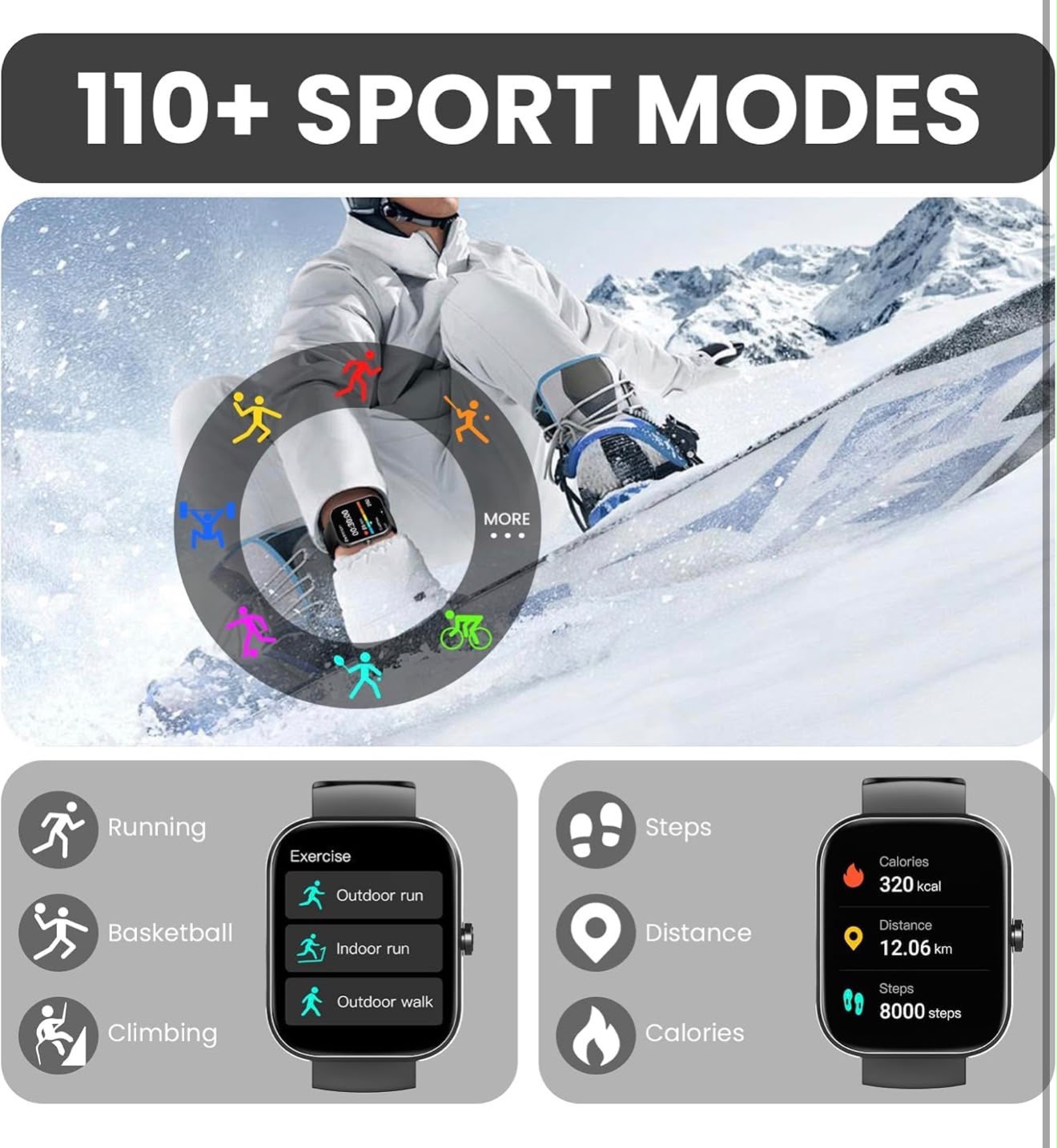 Smart Fitness Watch with Bluetooth Calling