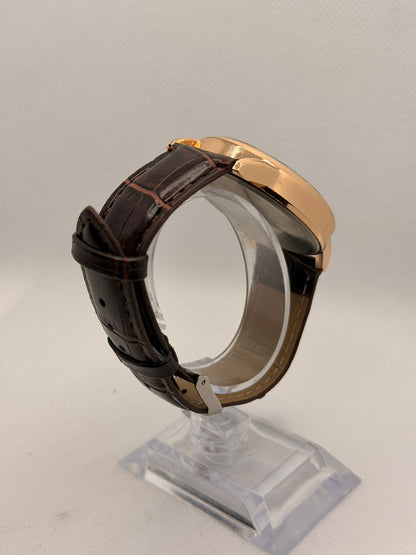Moonphase Watch | Rose Gold Case | Brown Leather Strap | Luxury Men's Dress Watch