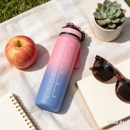 XD WEAR 1L Motivational Water Bottle – Leakproof BPA-Free Sports Bottle with Time Marker