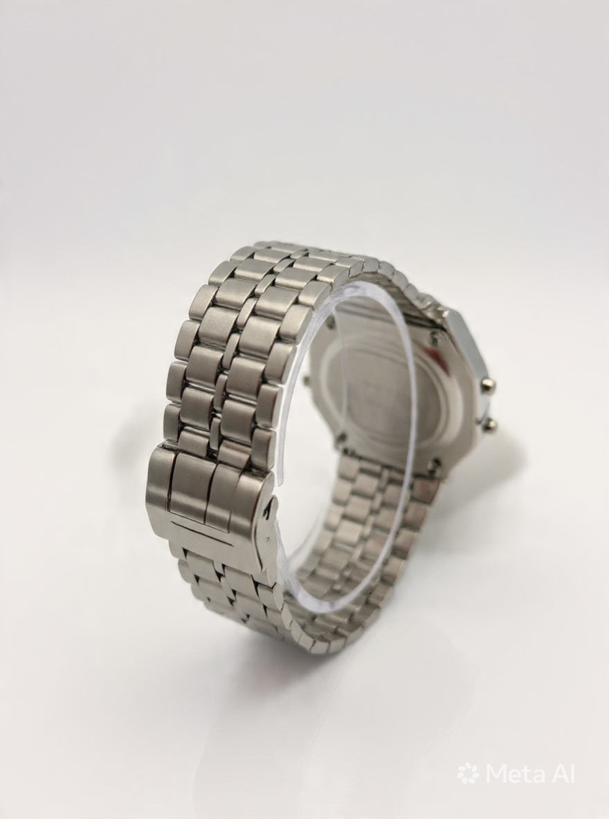 Premium Stainless Steel Digital Watch | Water Resistant & Day-Date Display ⭐