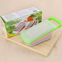 4 in 1 Multifunction Vegetable Cutter with Food Container, Portable Vegetables Chopper Shredder Grater Slicer - Kitchen Tools