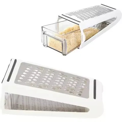 4 in 1 Multifunction Vegetable Cutter with Food Container, Portable Vegetables Chopper Shredder Grater Slicer - Kitchen Tools