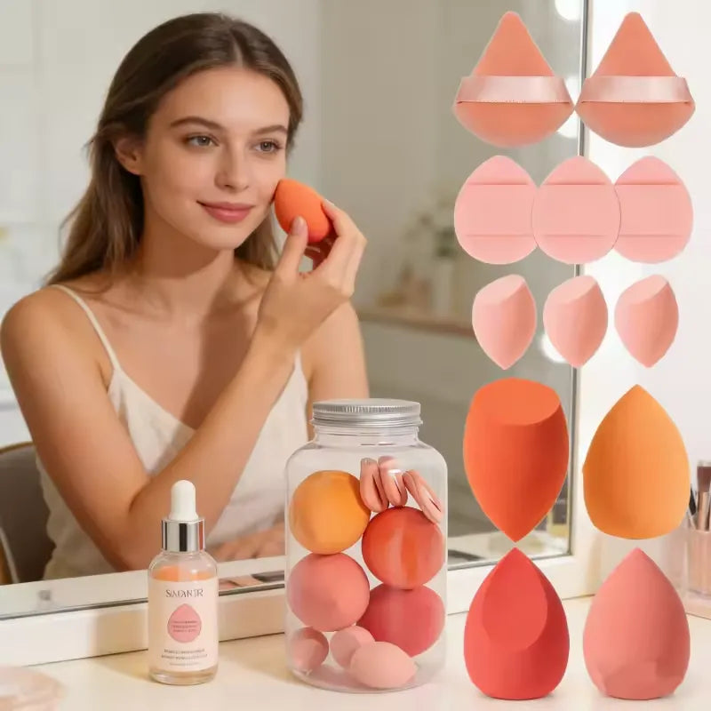 14Pcs Makeup Sponge Set Cosmetic Blender Beauty Egg Foundation Sponge Powder Puffs Mini Finger Puff Women Make Up Accessories