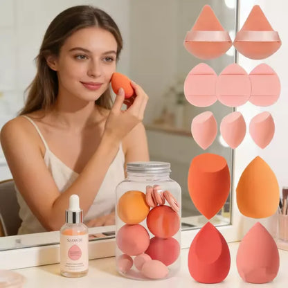 14Pcs Makeup Sponge Set Cosmetic Blender Beauty Egg Foundation Sponge Powder Puffs Mini Finger Puff Women Make Up Accessories