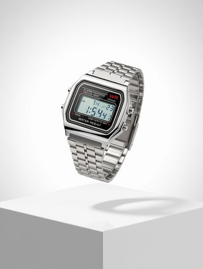 Premium Stainless Steel Digital Watch | Water Resistant & Day-Date Display ⭐