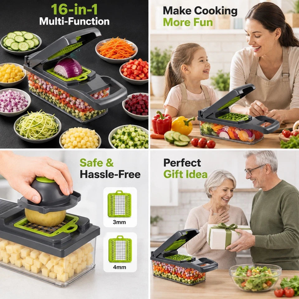16-in-1 Multifunctional Vegetable Chopper, Multifunctional Food Chopper