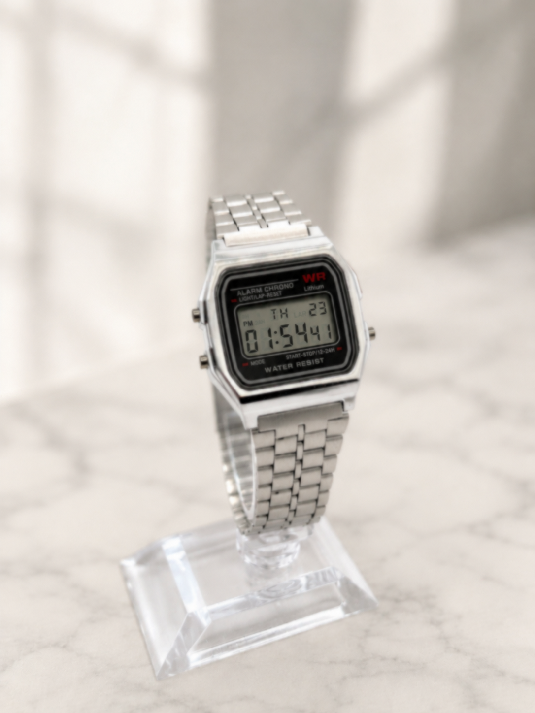 Premium Gold Stainless Steel Digital Watch | Water Resistant & Day-Date Display