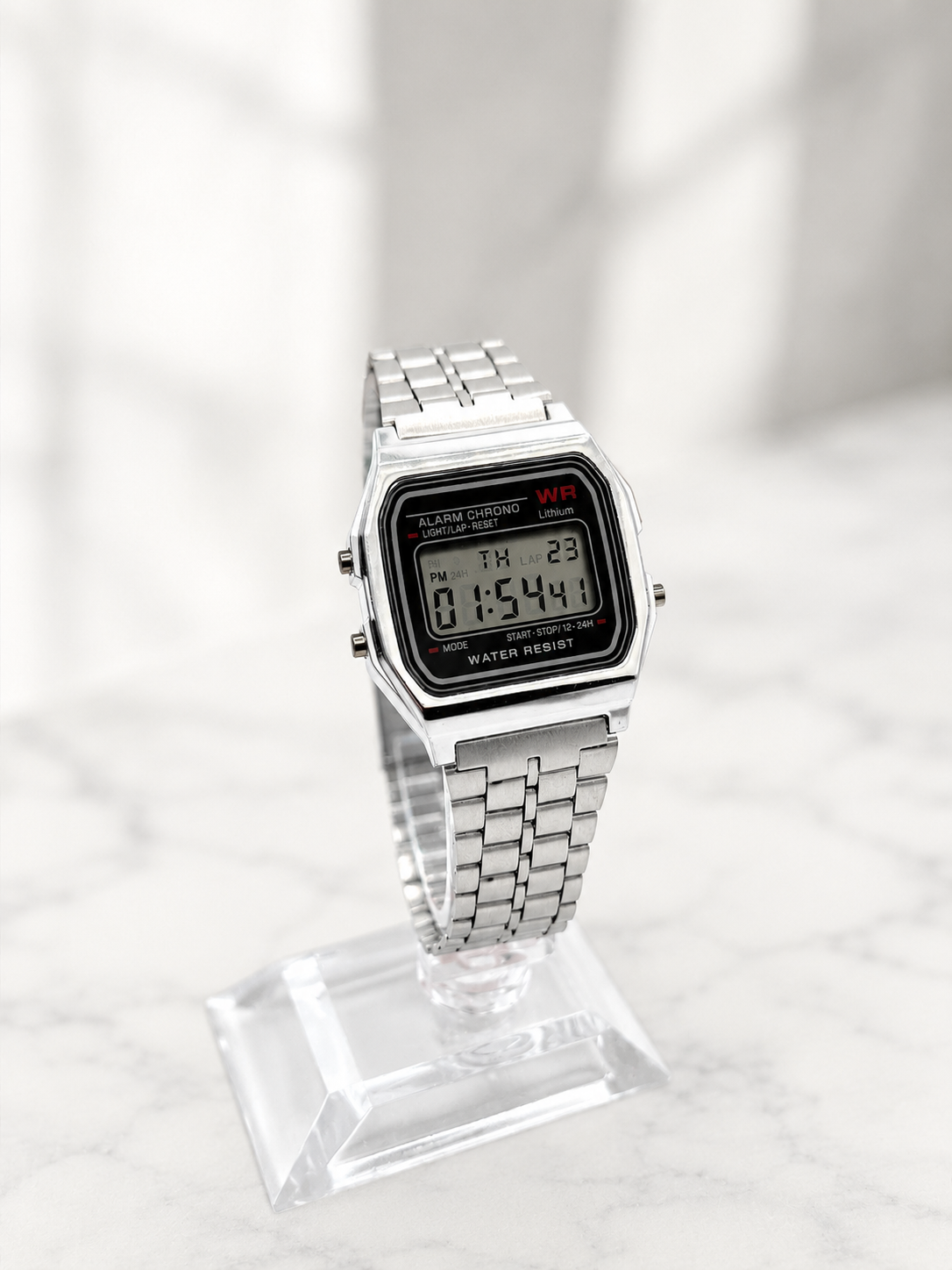 Premium Gold Stainless Steel Digital Watch | Water Resistant & Day-Date Display