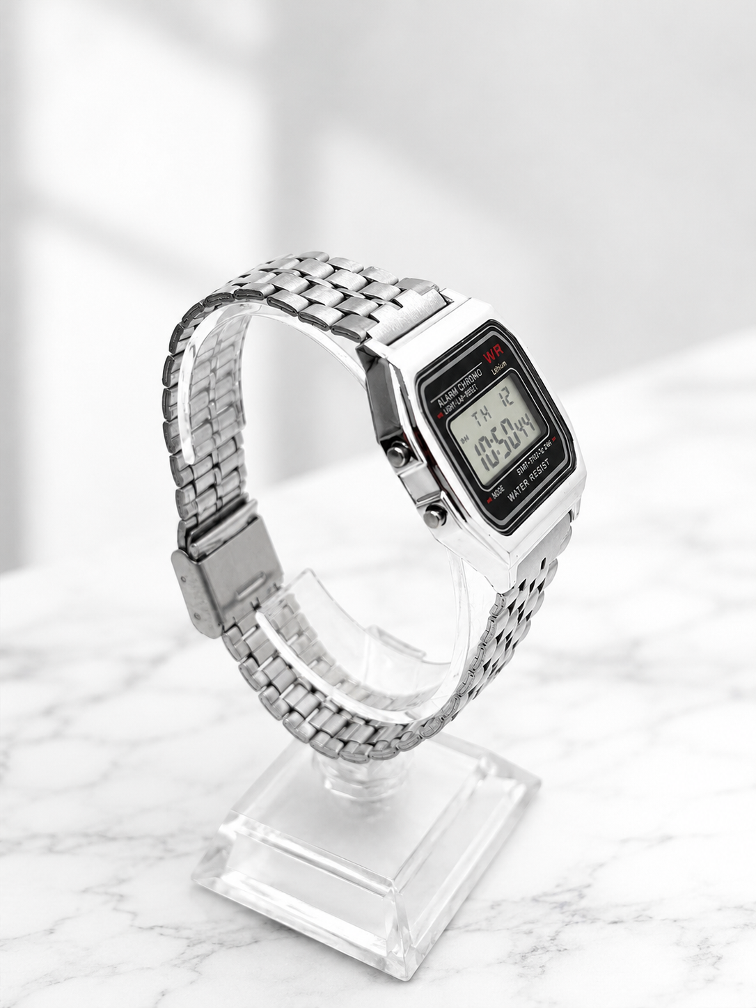 Premium Gold Stainless Steel Digital Watch | Water Resistant & Day-Date Display