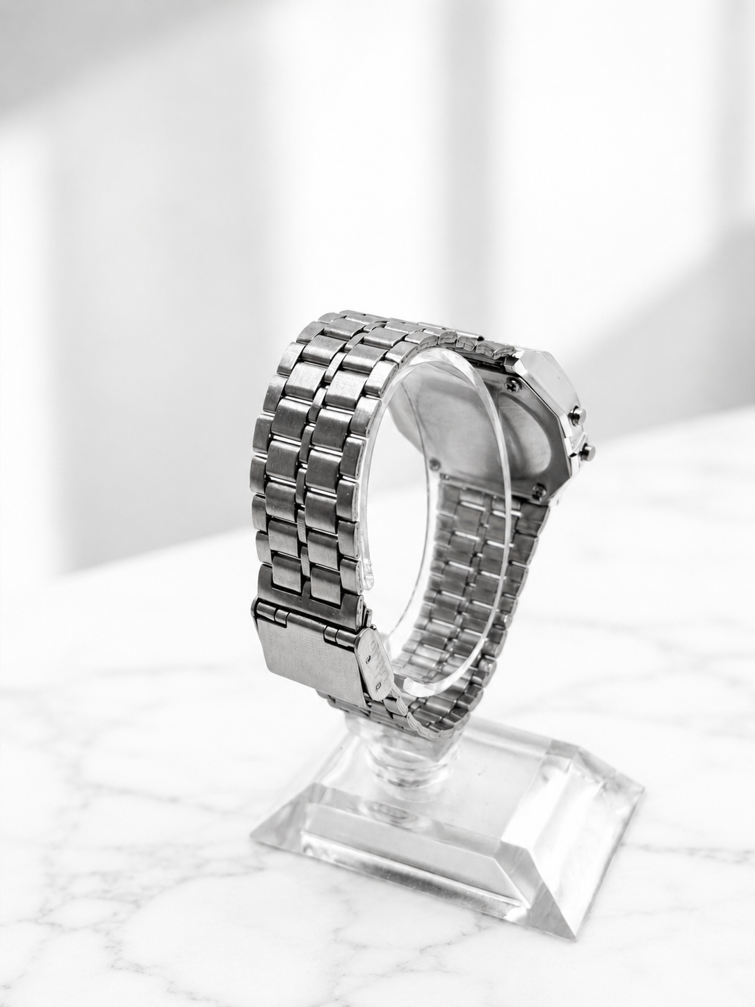 Premium Gold Stainless Steel Digital Watch | Water Resistant & Day-Date Display